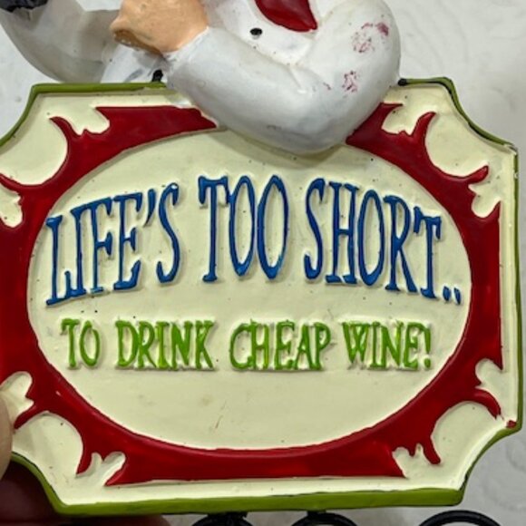 VTG Italian Chef "Life's Too Short...To Drink Cheap Wine!" Serving Wine Ornament - Picture 7 of 11